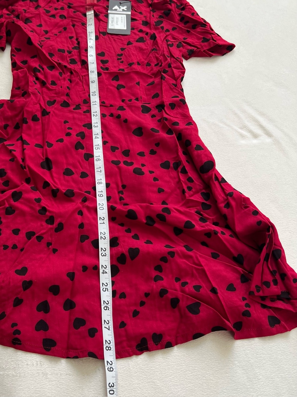Short sleeve heart red dress lightweight summer romantic feminine - Picture 6 of 7